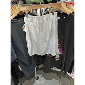 Vintage 1980s Wonder-Maid New With Tags White Nylon Knee Length Slip Skirt M